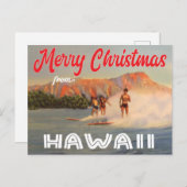 Carte Postale Joyeux Noël de Hawaii surf vintage (Devant / Derrière)