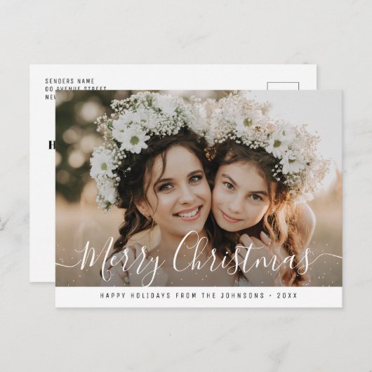 Carte Postale Joyeux Noël de l'écriture manuscrite moderne (Devant / Derrière)