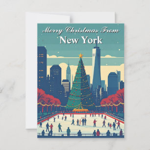 Carte Postale Joyeux Noël de New York Ice Rink Holiday