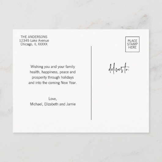 Carte Postale Joyeux Noël de Noël moderne (Dos)