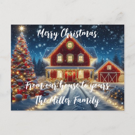 Carte Postale Joyeux Noël de notre maison à la vôtre (Devant)