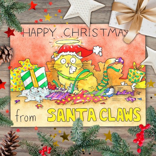 Carte Postale Joyeux Noël de Père Noël Claws