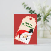 Carte Postale Joyeux Noël de Père Noël étiquette cadeau (Debout devant)