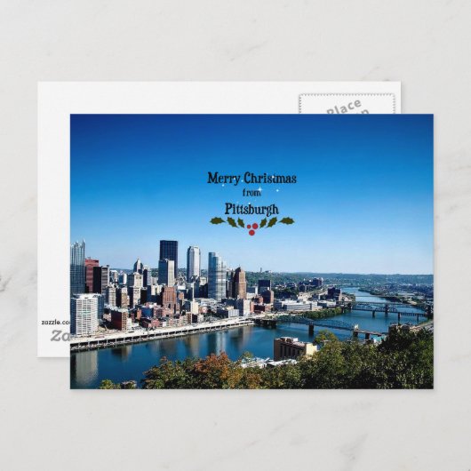 Carte Postale Joyeux Noël de Pittsburgh (Devant / Derrière)