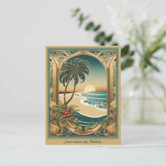 Carte Postale Joyeux Noël de plage tropicale Thaïlande salutatio (Debout devant)