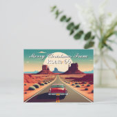 Carte Postale Joyeux Noël de Route 66 Retro Car Desert (Debout devant)