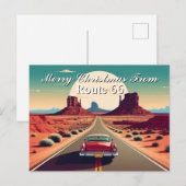 Carte Postale Joyeux Noël de Route 66 Retro Car Desert (Devant / Derrière)