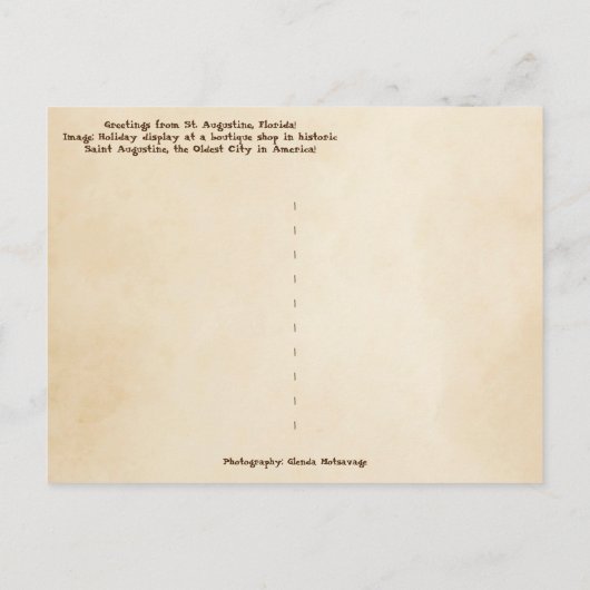 Carte Postale Joyeux Noël de St (Saint Augustine) Floride (Dos)