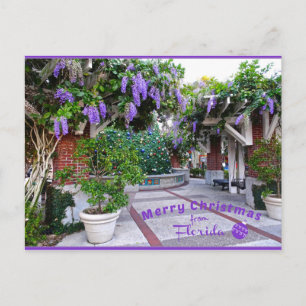 Carte Postale Joyeux Noël de Sunny Florida Purple Flowers