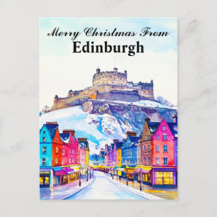 Carte Postale Joyeux Noël d'Édimbourg Écosse Voyage