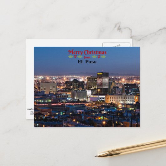 Carte Postale Joyeux Noël d'El Paso (Devant/Arrière en situation)