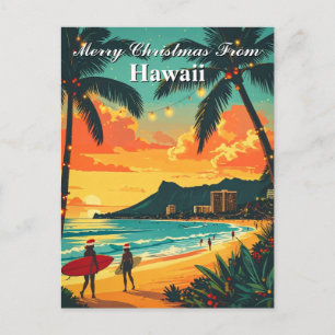 Carte Postale Joyeux Noël depuis les vacances tropicales d'Hawaï