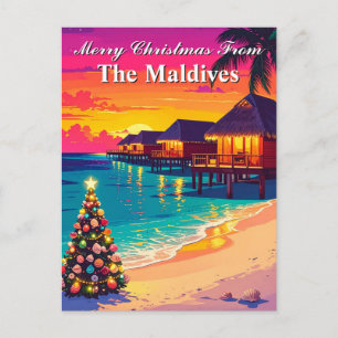 Carte Postale Joyeux Noël depuis Maldives Paradise Travel