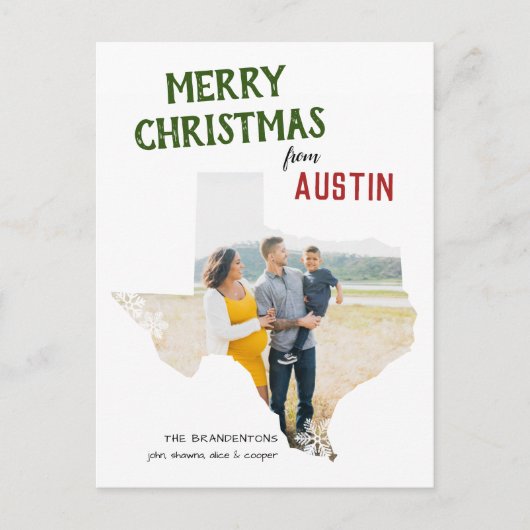 Carte Postale Joyeux Noël depuis Texas Une Photo (Devant)