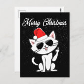 Carte Postale Joyeux Noël Doigt Moyen Rude Xmas Chat Vilain (Devant / Derrière)