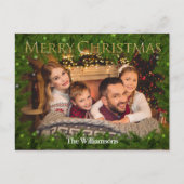 Carte Postale Joyeux Noël doré au milieu de la Pine Photo (Devant)