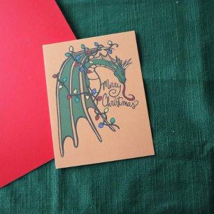 Carte Postale Joyeux Noël Dragon Geek Holidays