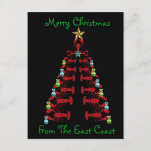 Carte Postale Joyeux Noël du homard de la côte Est