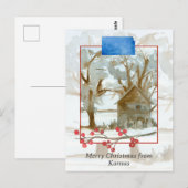 Carte Postale Joyeux Noël du paysage Cabine d'hiver du Kansas (Devant / Derrière)