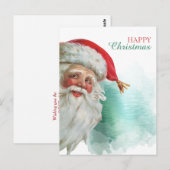 Carte Postale Joyeux Noël du portrait du Père Noël (Devant / Derrière)
