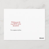 Carte Postale Joyeux Noël du portrait du Père Noël (Dos)