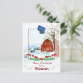 Carte Postale Joyeux Noël du Wisconsin Neige d'hiver (Debout devant)