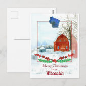 Carte Postale Joyeux Noël du Wisconsin Neige d'hiver (Devant / Derrière)