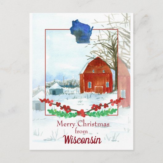 Carte Postale Joyeux Noël du Wisconsin Neige d'hiver (Devant)