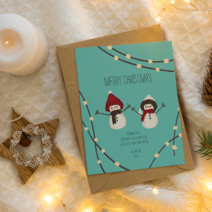 Carte Postale Joyeux Noël Duo de Bonhommes de Neige– Lumières d'