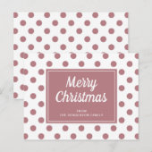 Carte Postale Joyeux Noël Dusty Rose Pink Polka Dust (Devant / Derrière)