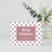 Carte Postale Joyeux Noël Dusty Rose Pink Polka Dust (Debout devant)