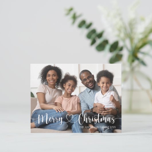 Carte Postale Joyeux Noël Écriture Blanche Photo Complète (Debout devant)