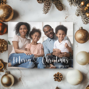 Carte Postale Joyeux Noël Écriture Blanche Photo Entière