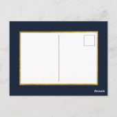 Carte Postale Joyeux Noël! | Elégant Blue & Gold 4 Photos (Dos)