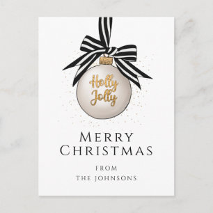 Carte Postale Joyeux Noël Élégant Bulle Noir Blanc