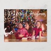 Carte Postale Joyeux Noël Élégant Script blanc superposition pho (Devant)