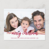 Carte Postale Joyeux Noël Élégant Script Photo Fêtes (Devant)
