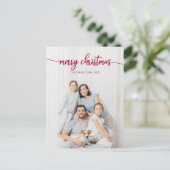 Carte Postale Joyeux Noël Élégant Script Photo Unique (Debout devant)