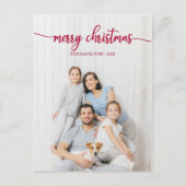 Carte Postale Joyeux Noël Élégant Script Photo Unique (Devant)