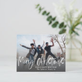 Carte Postale Joyeux Noël Élégante Calligraphie 1 Photo Vacances (Debout devant)