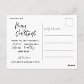 Carte Postale Joyeux Noël Élégante Calligraphie 1 Photo Vacances (Dos)