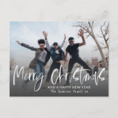 Carte Postale Joyeux Noël Élégante Calligraphie 1 Photo Vacances (Devant)