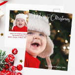 Carte Postale Joyeux Noël Elégante Typographie Blanche Photo<br><div class="desc">Elégante carte postale photo Joyeux Noël avec belle typographie blanche cursive. Cette carte postale de famille de vacances moderne présente un script magnifique et votre nom en blanc sur l'image de fond saigné. Personnalisez avec une deuxième photo au dos.</div>