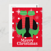 Carte Postale Joyeux Noël Elfe pieds talons Flammes de neige (Devant / Derrière)