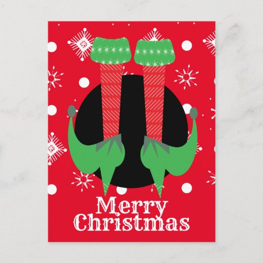 Carte Postale Joyeux Noël Elfe pieds talons Flammes de neige (Devant)