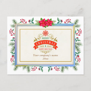 Carte Postale Joyeux Noël et Bonne Année, Cadre Coloré