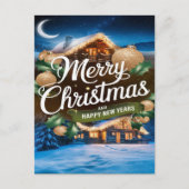 Carte Postale Joyeux Noël et Bonne Année scintillants (Devant)