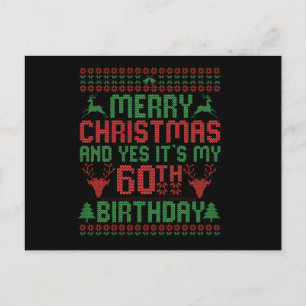 Carte Postale Joyeux Noël et oui c'est mon cadeau de 60 ans