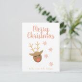 Carte Postale Joyeux Noël Fabrique Rindeer Snowflakes rose (Debout devant)