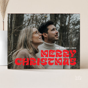 Carte Postale Joyeux Noël Famille Photo, Élégant Chic élégant